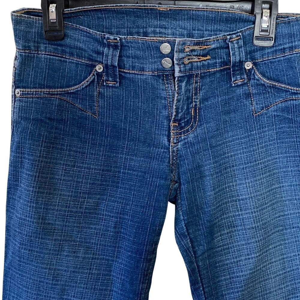 Conquest Jeans Low Rise Flare Leg Denim Blue Wash Trendy Casual women 28 - Picture 3 of 7